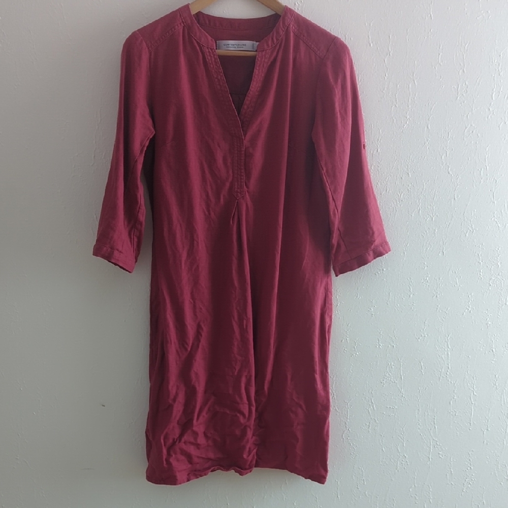 Red Linen Tunic Dress